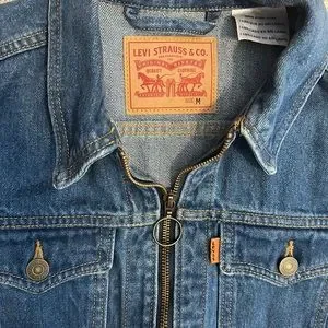 Levi's Jackets Coats Levis Denim Trucker Orange Tab Zip Up